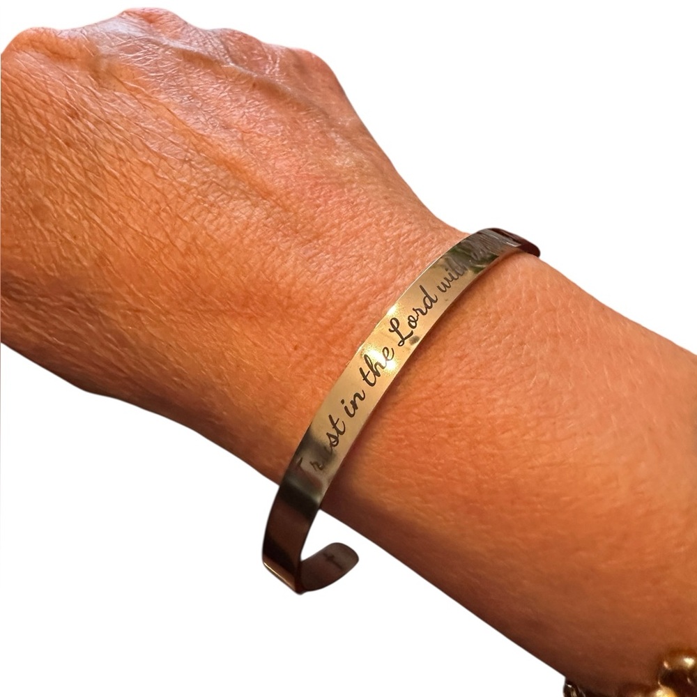 Trust in the Lord Proverbs 3:5 Silver Bangle Cuff Bracelet